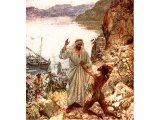 
單擊圖案，看聖經故事 - Jesus commanding the Legion of demons to leave the tormented man - by William Hole